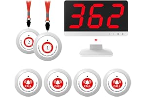 SAVVYMATE Nurse Call System,Wireless Caregiver Pager Calling System,1000ft, 6 Alert Emergency Call Button for Elderly with 1 Display Receiver for Medical Clinic Nurses Station Home Hospital Assisted Living