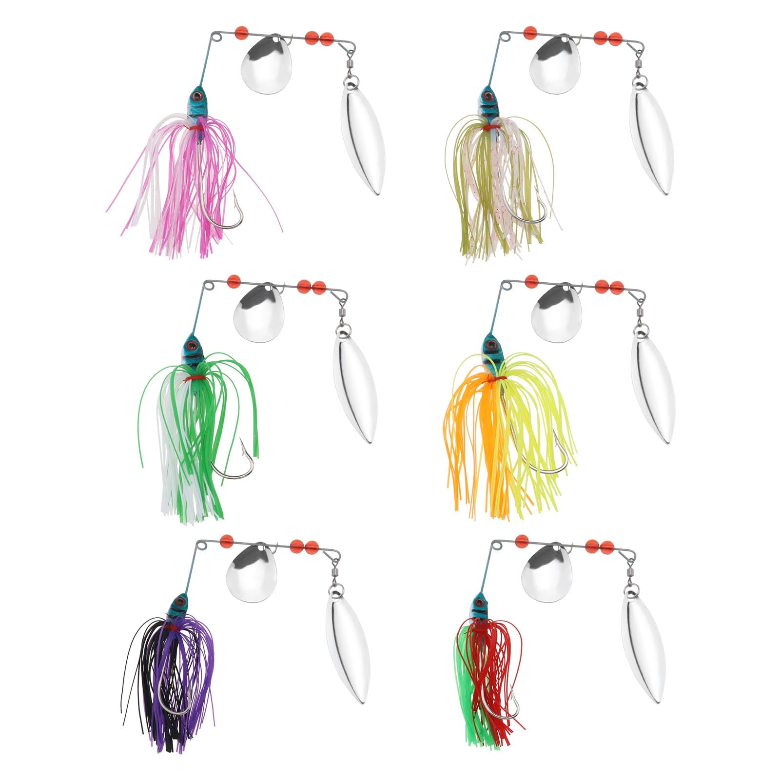 SG Store 6pcs Fishing Spinner Baits Lures Buzz Prop Spinner Baits Kit for Bass Carp Mandarin Fish Snakehead Carbon Hook Modern Multicolor Bait