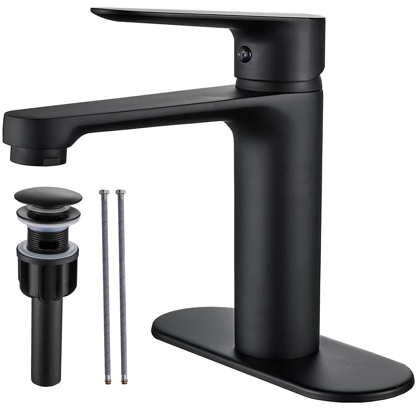 NICTIE Black Bathroom Faucet Single Handle Bathroom Sink Faucet Matte Black Single Hole Basin ...