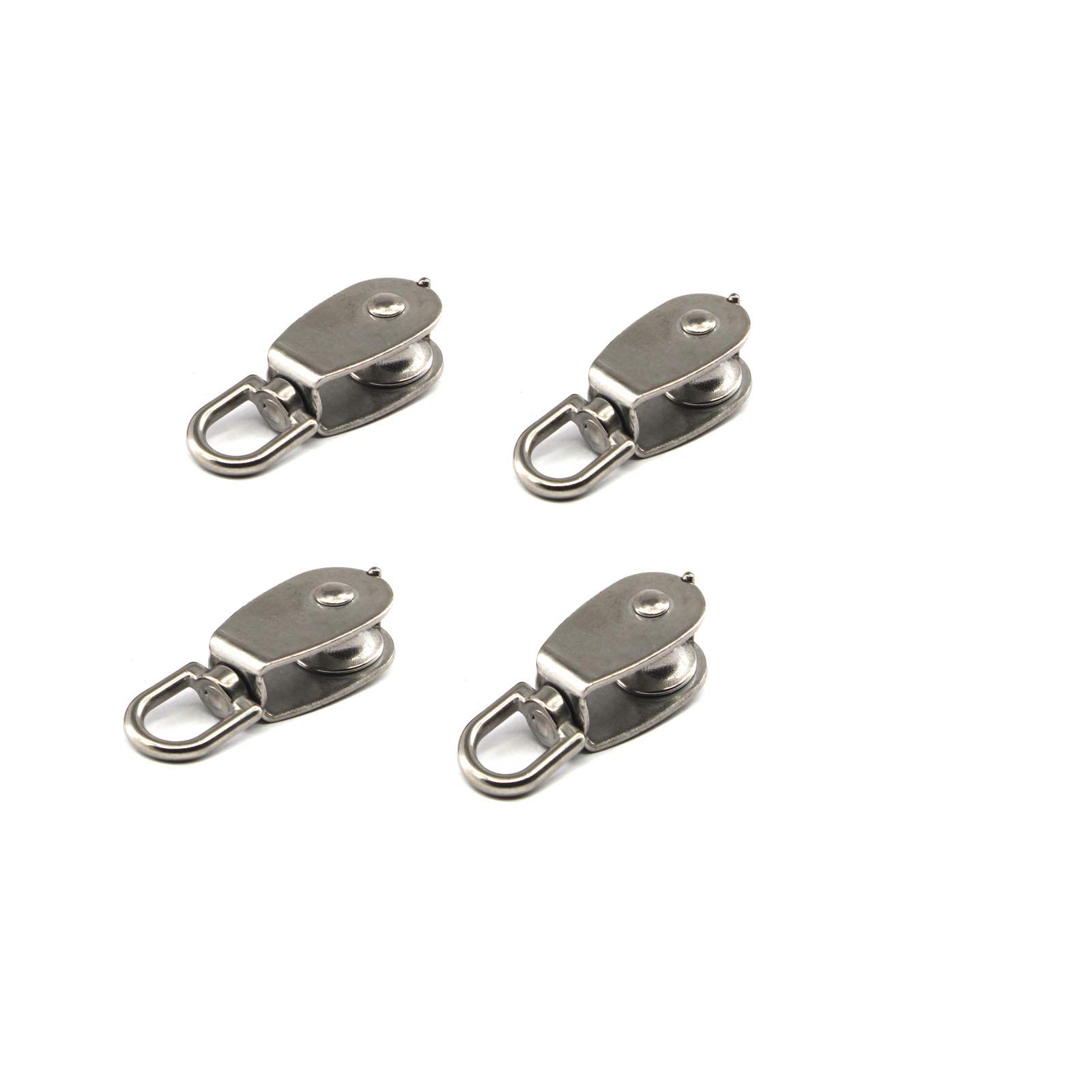 304 stainless steel wire rope crane pulley block M15 lifting crane swivel single Hanging Wire Towing Wheel pack of 4