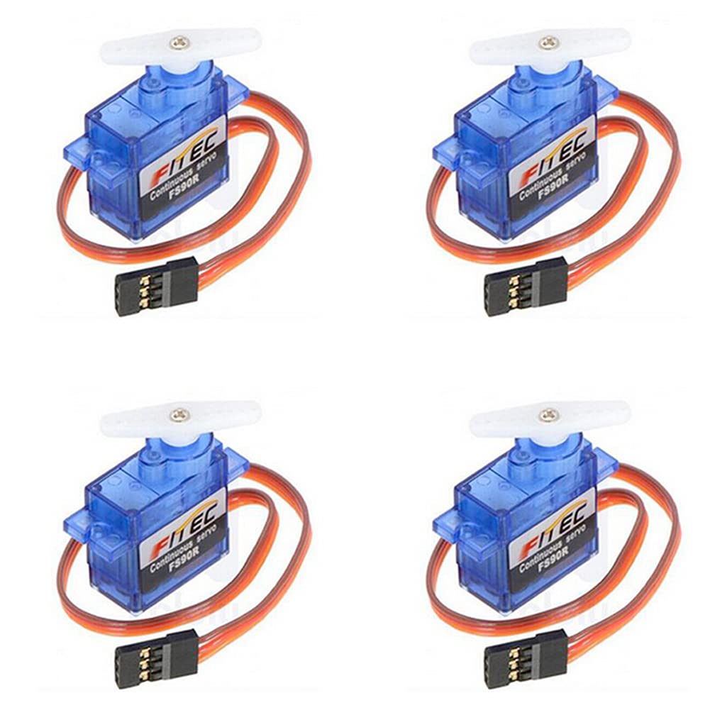 Stemedu FS90R 9g 360° Continuous Rotation RC Servo (Pack of 4), Ultralight for RC Car, Robot, Helicopter, Airplane, Boat
