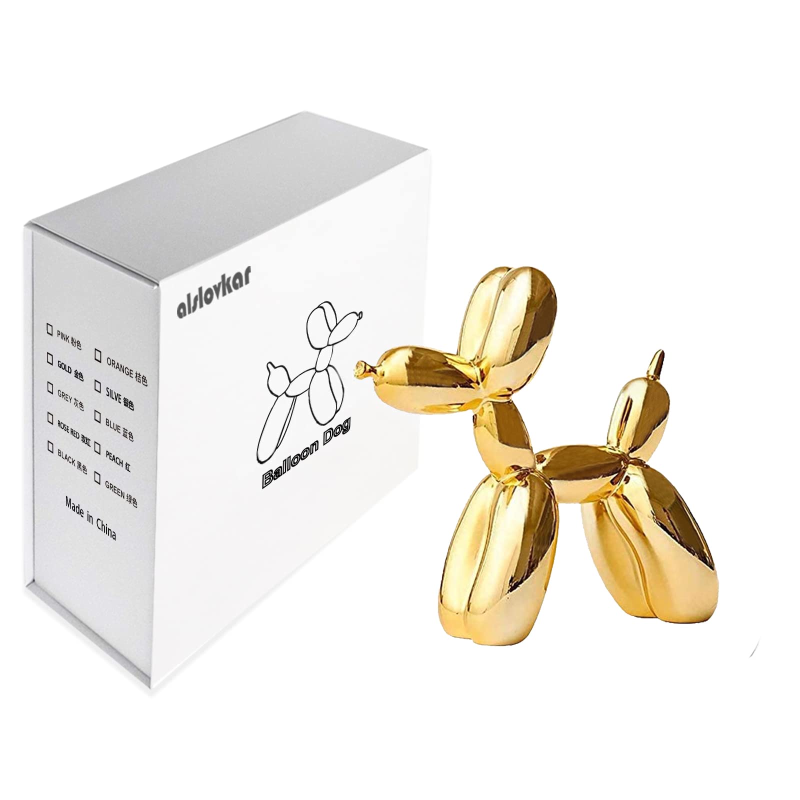 Jeff Koons Dog Balloon Resin Sculpture, Modern Design Decorative Statues Balloon Dog to Decorate Living Room and Office, Gold