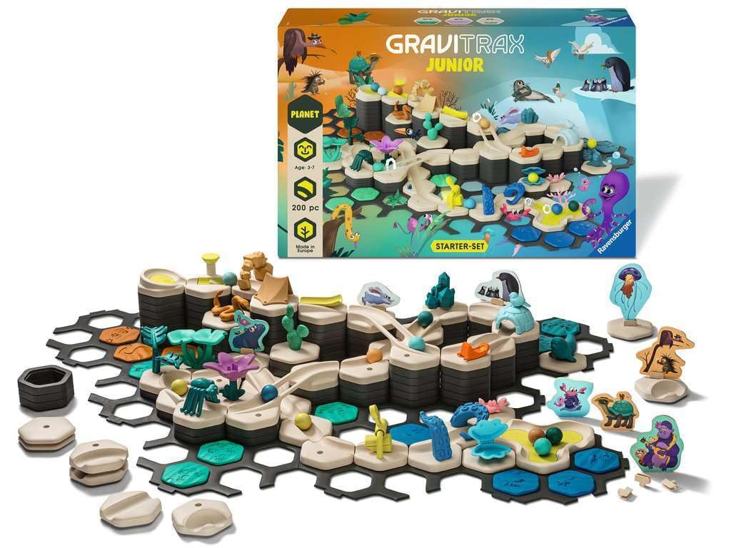 Ravensburger GraviTrax Junior Starter Set XXL - My Planet - Fun and Educational Preschool Marble Run Building Experience - STEM-Friendly, Interactive Learning, MESH Accredited - Kids Age 3 and Older