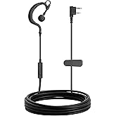 SAMCOM 2 Pin Headset with Mic Original FPCN30A FPCN10A Two Way Radio Replacement Ear Piece with Big PTT Button,Single Wire Soft Ear Hook Walkie Talkie Earpiece,1 Pack