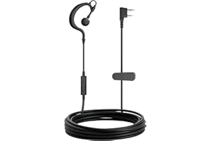 SAMCOM 2 Pin Headset with Mic Original FPCN30A FPCN10A Two Way Radio Replacement Ear Piece with Big PTT Button,Single Wire Soft Ear Hook Walkie Talkie Earpiece,1 Pack