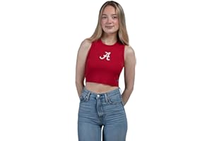 FOXCUP Hype & Vice Cut-Off Tank for Women (Small) - University of Alabama Top for Women, Cropped Fit Tank Top, College Shirts for Game Days - Crimson