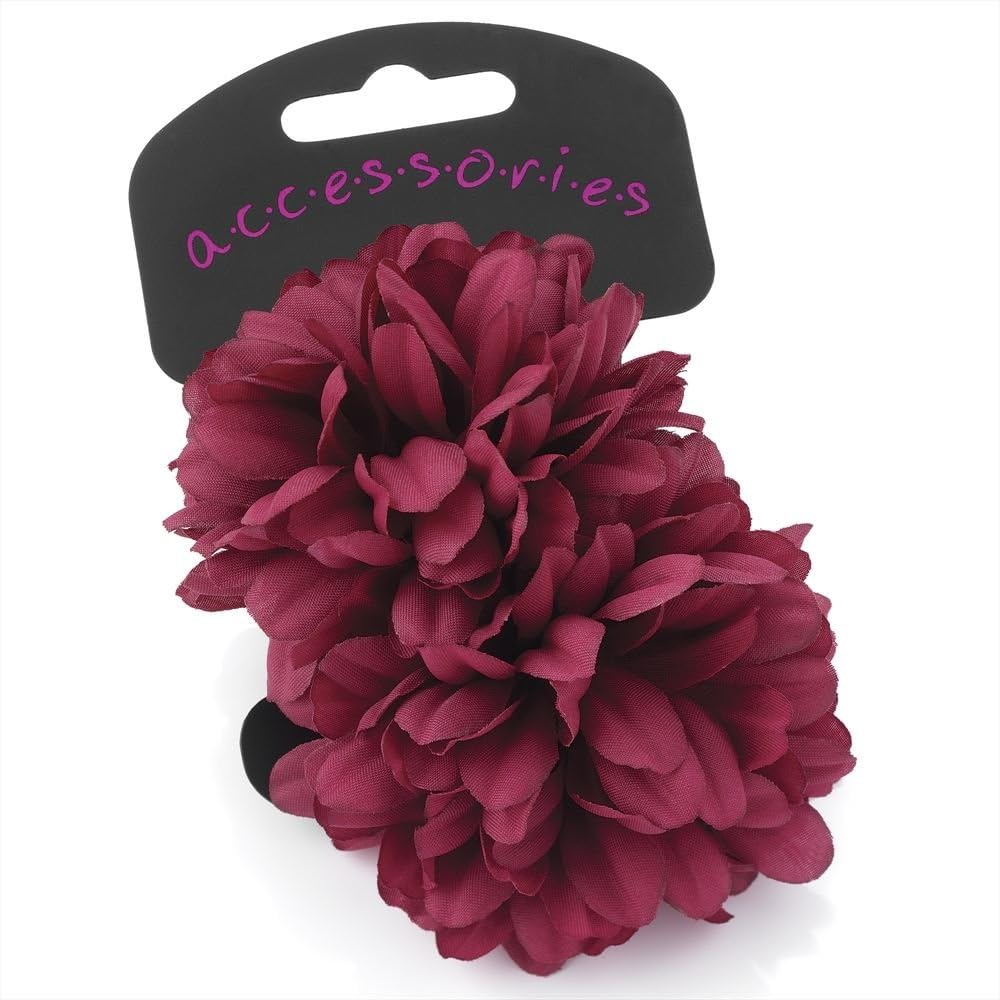 Two piece burgundy flower ponio hair set. Size 7cm flower elasticated ponio (Burgundy)