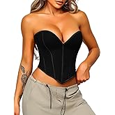 ChiaoLezhee Heart Corset Top For Women, Sexy Concert Outfits Going Out, Strapless Crop Top, Overbust Bustier