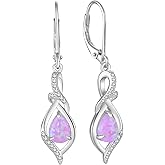 STARNNY Opal Earrings Infinity Dangle Drop Earrings Sterling Silver Leverback Earrings Gemstones Twisted Jewelry