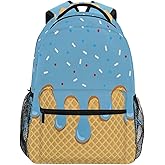 ALAZA Blue Ice Cream Drip Backpacks for Girls Boys Elementary School Bag Kids Bookbag Personalized Travel Daypack 3rd 4th 5th Grade Rucksack 16in Laptop Back Pack