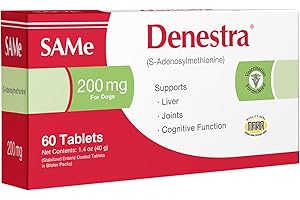 PET HEALTH SOLUTIONS Denestra Same for Dogs & Cats - Supports Liver, Joints & Cognitive Function - Detoxication Cleansing Liver - Antioxidants - Veterinarian Formulated - 200Mg - 60 Tablets