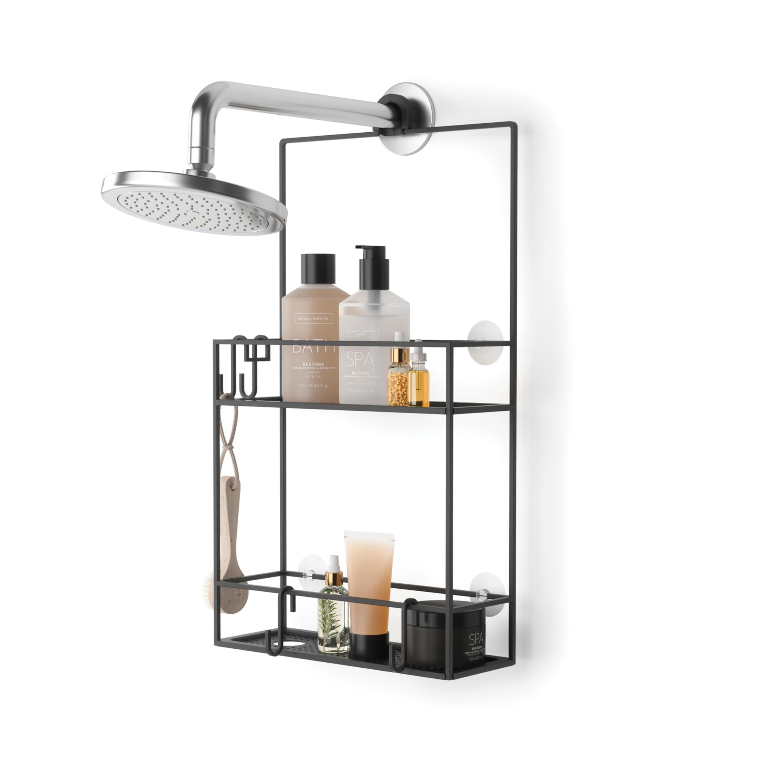 Umbra Cubiko Shower Caddy, Black Metal Shower Caddy Over the Shower Head