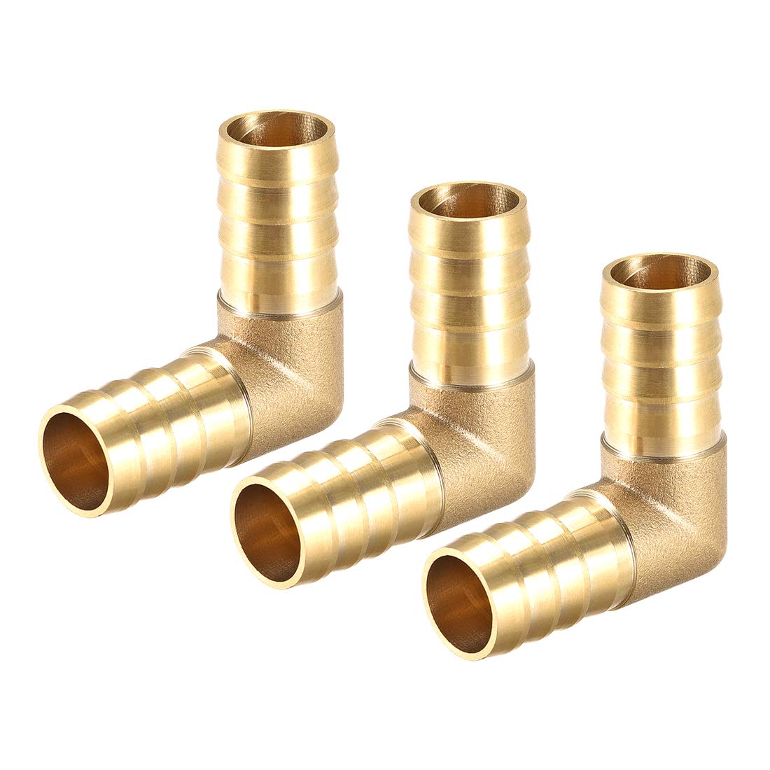 sourcing map 16mm Barb Brass Hose Fitting 90 Degree Elbow Pipe Connector Coupler Tubing 3pcs