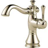 DELTA FAUCET Cassidy Single Hole Bathroom Faucet, Single Handle Bathroom Faucet, Metal Push Pop Drain Assembly, Polished Nickel 597LF-PNMPU