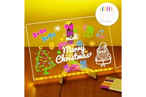 11.8 X 7.9in Led Note Board with Colors Acrylic Dry Erase Light Message Adjustable Stand 7 Pens for Office School Home Graffi