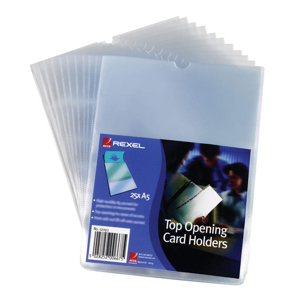Rexel Card Holder Polypropylene Wipe-clean Top-opening A5 Ref 12093 [Pack of 25]