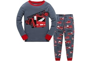 POPSHION Little Boys Pajamas for Toddler Clothes Set Planet Train Sleepwear Long Sleeve 100% Cotton 2 Piece Kids Pjs Size 1-10 Years