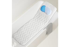 Full Body Bath Pillow with Headrest | Bath Pillows for tub with Mesh Washing Bag-Spa Bathtub Pillow for Head Neck Shoulder an