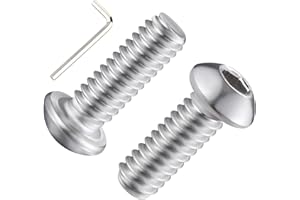 Wensilon (50Pcs) 1/4-20 * 3/4 Button Head Socket Cap Bolts Screws, 304 Stainless Steel, Allen Hex Drive, Bright Finish, Fully Machine Thread