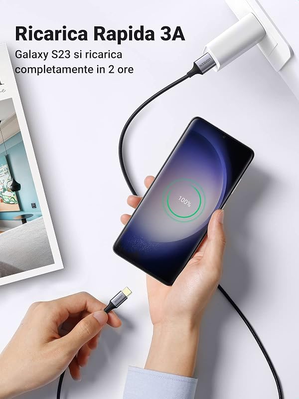 Cavo USB Type-C 3.0 5Gbps 3A Ricarica Rapida Nylon Intrecciato (1M)