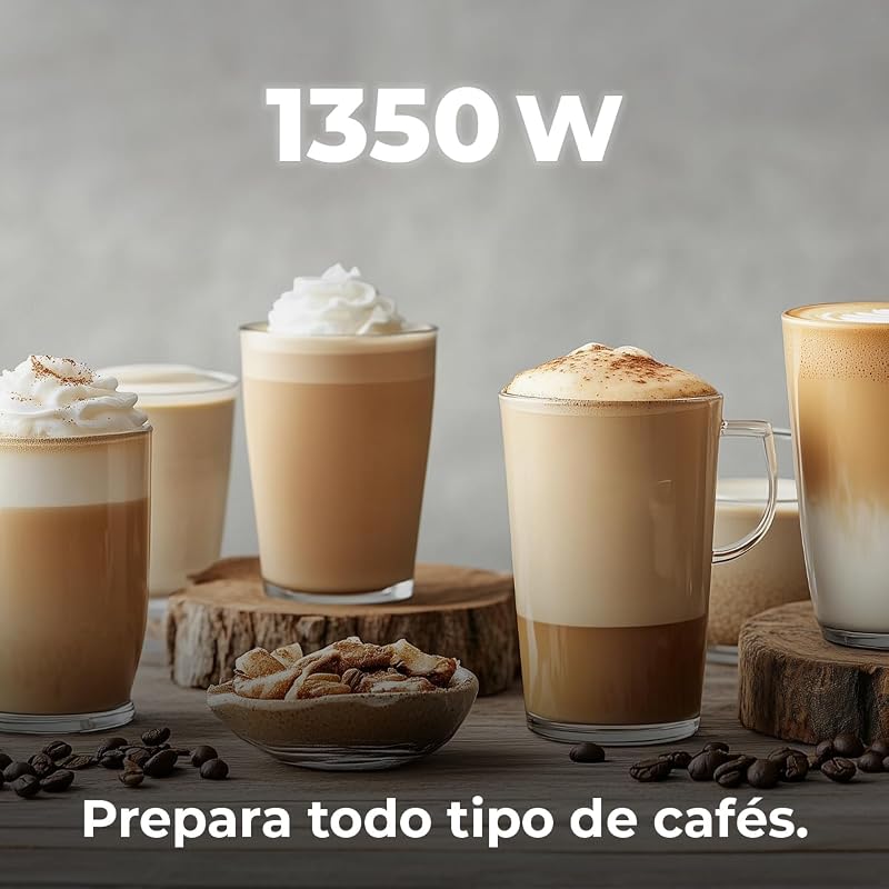 Cecotec Semi-automático Power Espresso 20 Cream Coffee Maker, 20 Bares, Aquecimento Thermoblock, Adequado para Café Moído, Espresso, Cappuccino e Latte, Touch Screen, Tanque de Leite de 700ml e 1L de Água