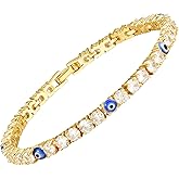 UOOANUO Evil Eye Bracelets for Women 18K Gold and Silver Filled with 4MM Cubic Zirconia Tennis Bracelet Evil Eye Jewelry