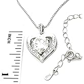 2ct Certified Heart Diamond Pendant White Gold Necklace Pendant Love Heart Diamond Jewelry 18kt GOLD Silver "I love you" Diamond Necklaces for Daughter Birthday Girlfriend Anniversary gifts for her