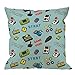 HGOD DESIGNS Gamer Pillow Covers,Decorative Throw Pillow Video Game and Game Handle Pattern Pillow Cases Cotton Linen Outdoor Indoor Square Cushion Covers for Home Sofa Couch 18x18 inch Light Blue
