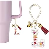 YaeYur Initial Letter Accessories for Stanley Cup with Handle, Cute Initial Keychain, Water Bottle Letter Key Chain Gift