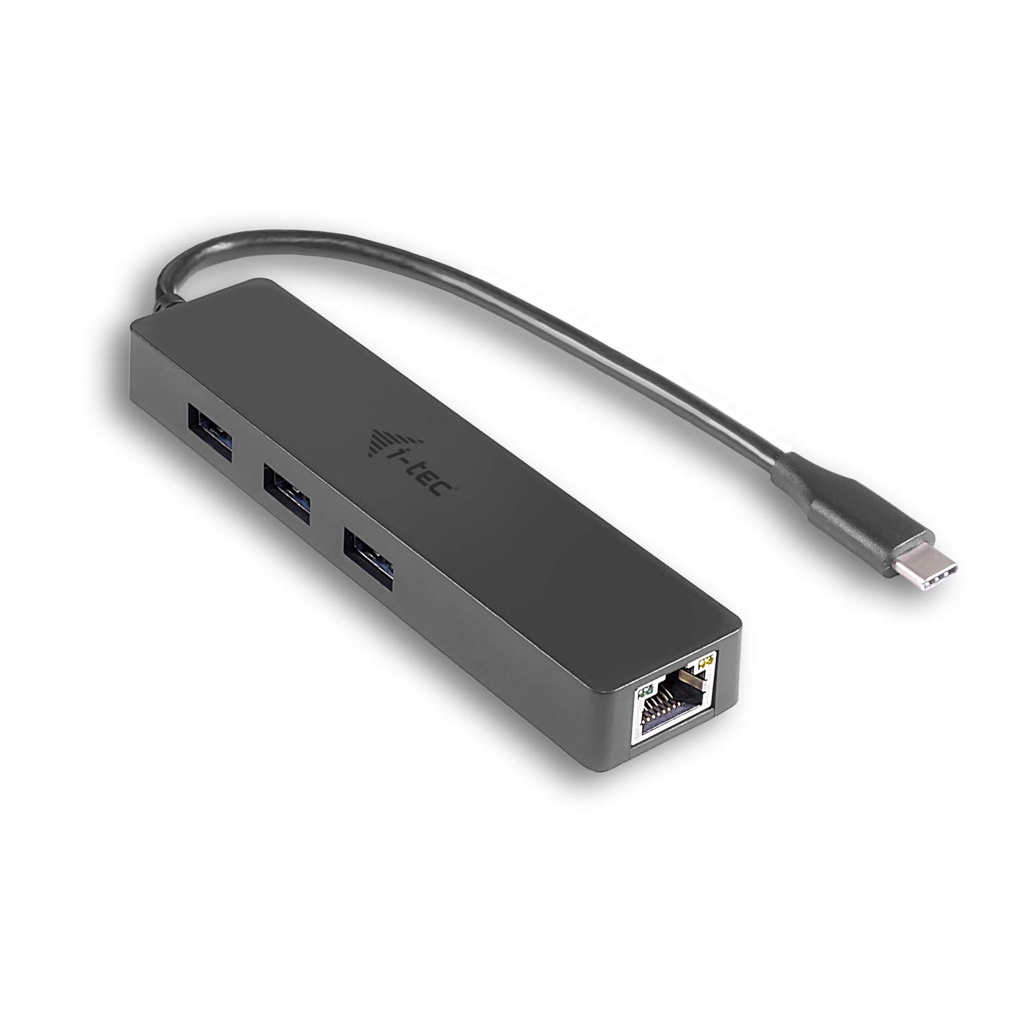 i-tec USB-C Slim 3-Port HUB with Gigabit Ethernet Adapter 1x USB-C to RJ-45 3x USB 3.0 Port for Windows MacOS Linux Android Thunderbolt 3 Compatible
