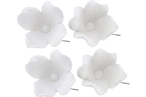 Global Sugar Art Hydrangea Blossom Sugar Cake Flowers, White with wire, 36 Count by Chef Alan Tetreault