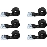 TuTuYa Lashing Straps Black, 6PK 2.1Ft x 0.98In Tie Down Straps Heavy Duty | 65x2.5cm Adjustable Short Straps Tie Down Cinch Strap with Buckle for Vans, Pickup, Bike, Trailer, Sup, Kayak, Cargo