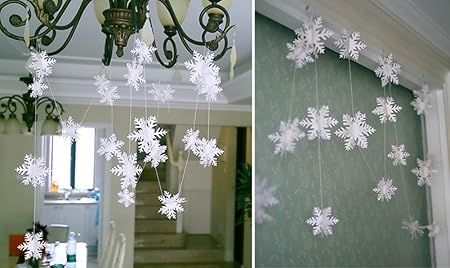 Da Wa 3m White Paper Snow Banner Snow String Decoration For Christmas Party Wedding Decorate Amazon Co Uk Kitchen Home