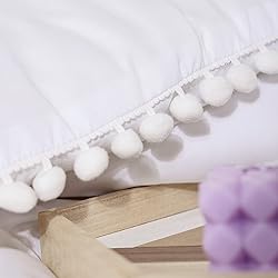 Smoofy Pom Fringe Comforter Set King Size White