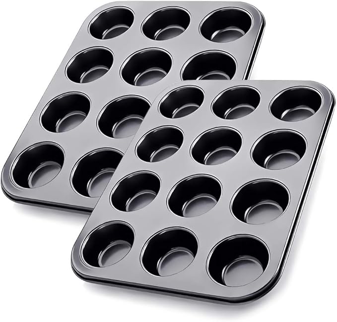 Pinshion 2 Pack Muffin Pan, Stainless Steel Core Muffin Pan