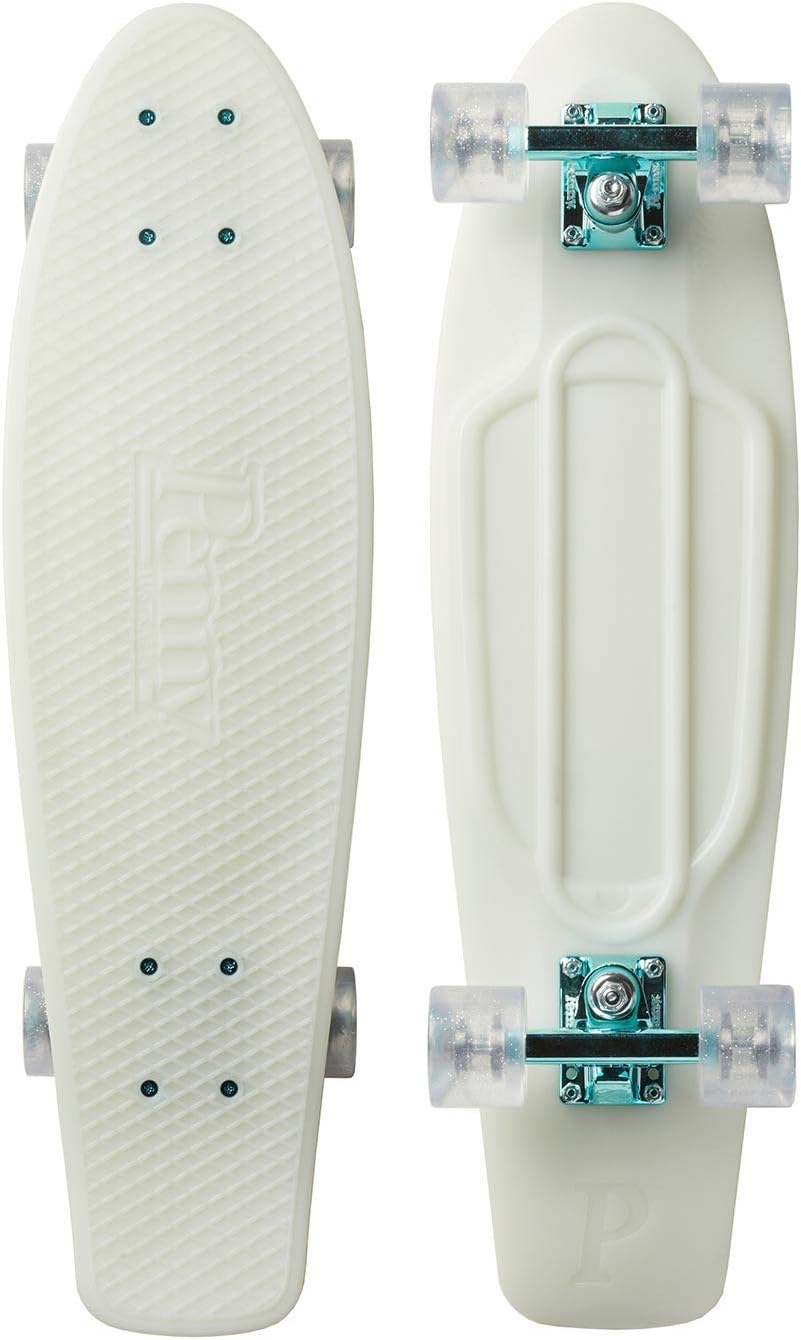 Penny Cruiser Star Shine Skateboard Unisex Adult, White (Glow in the Dark), 27"