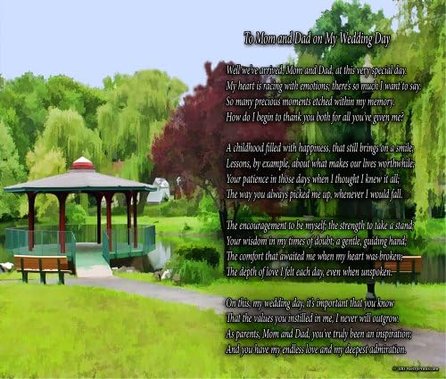 To Mom and Dad On My Wedding Day - Poem Print (8x10) - Beautiful Wedding Gift from Bride or Groom to Parents