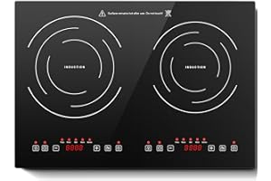 AMZGACHFKTCH Induction Cooktop with 2 Burners, Horizontal Electric Stove, Built-In Induction Cooker, 1800W Sensor Touch Electric Cooktop, 18 Power Levels, Timer, Safety Lock, 120V, 20 Inch, ETL Certified