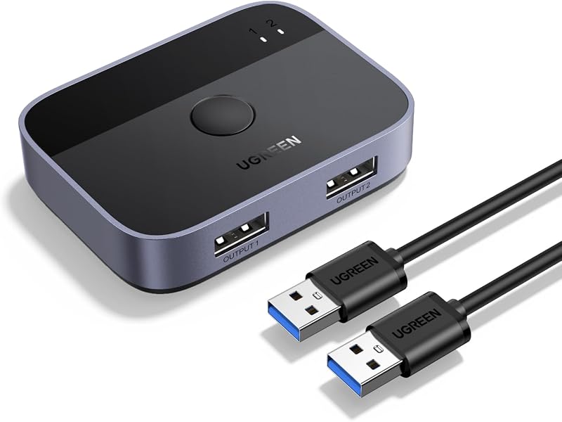 UGREEN USB 3.0 Switch 2 In 2 Out 2 Computers Share Keyboard Mouse Printer