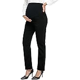 PACBREEZE Women's Maternity Pants for Work Over-Bump Pregnancy Casual Stretchy Straight Dress Pants with Pockets