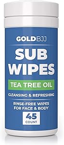 Gold BJJ Jiu Jitsu Wipes [XL 45 Count] Tea Tree Oil Face and Body Wipe - Cleansing Skin Defense for Martial Arts & Wrestling