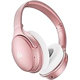 INFURTURE Pink Headphones Over Ear Headphones Active Noise Cancelling Bluetooth Headphones, Deep Bass Headset, Low Latency, 9