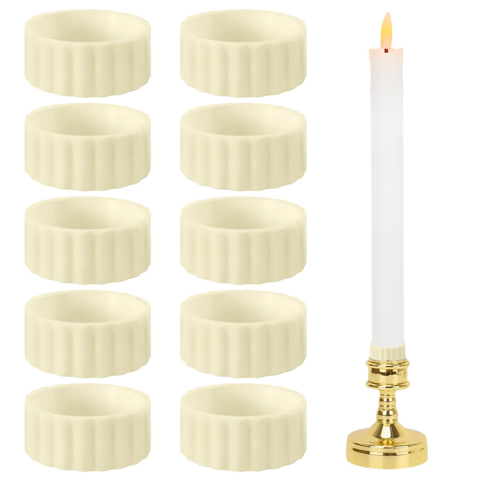 Photo 1 of 10 Pcs Rubber Candle Grippers, Non-Slip Candle Holder Adapter Candle Drip Protectors, Vertical-Fixing Silicone Candles Rings, Decorative Stabilizer for Tapers and Candles