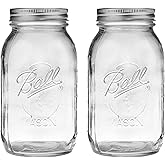 Ball Regular Mouth 32-Ounces Mason Jar with Lids and Bands, Clear,(Pack Of 2)