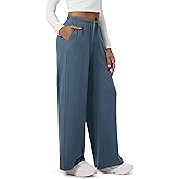 ODODOS Women's Stretch Fleece Wide Leg Sweatpants – Ultra-Soft Cozy Warm High-Rise Relaxed Lounge Pants with Pockets - 29"