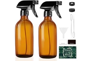 Tecohouse Amber Glass Spray Bottles, Small Spray Bottles 4 oz, 2 Pack Hair Spray Bottle Empty Refillable Sprayer Container wi