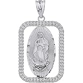Claddagh Gold Religious Jewelry Sterling Silver Our Lady Of Guadalupe Cuban Link Rectangular Frame Pendant
