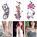 COKOHAPPY Large 8 Sheets Watercolor Temporary Tattoos for Girls Women Plum Lotus Chrysanthemum Peony Rose Lily Peach Arm Shoulders Waist Chest Back Night Show