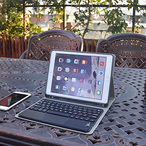 iPad Keyboard Case for iPad 2018 (6th Gen) - iPad 2017 (5th Gen) - iPad Pro 9.7 - iPad Air 2 -Eoso iPad Cover with Keyboard Built-in Touchpad & Pencil Holder(9.7", Black)