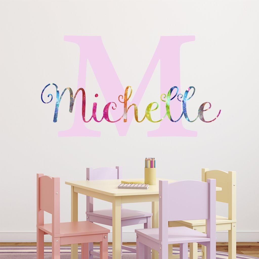 Nursery Rainbow Custom Name Wall Decal Sticker, 23" W by 13" H, Girl Name Wall Decal, Girls Name, Wall Decor, Personalized, Name Decor, Girls Nursery, Girls Bedroom, Plus Free White Hello Door Decal